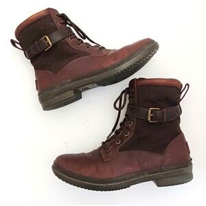 UGG Kesey Chestnut Waterproof Brown Leather Ankle Boot 1005264 Shearling US 9